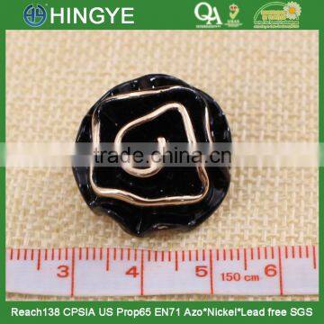 Wholesale Black Flower Metal Shank Zinc Alloy Button 15753 photo-3