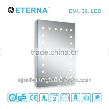 IP44 Five star hotel bathroom LED light mirror with heated pad