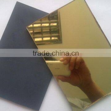 best price golden yellow coated mirror/decorative golden yellow mirror/2-12mm colored mirror glass