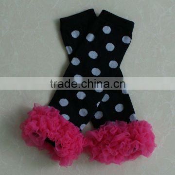 Polka dot chiffon ruffle leg warmer