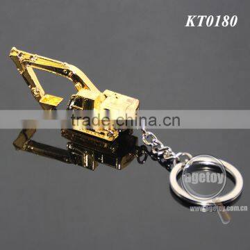 3D Excavator Shaped Three-dimensional Gold Color Alloy Metal Excavator Keychain photo-5