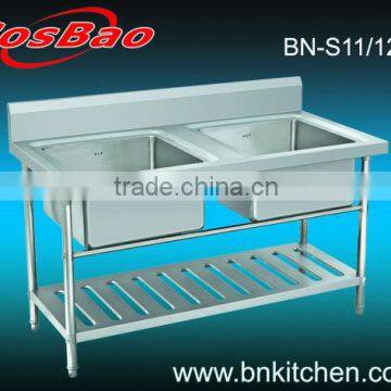 Commercial 304 stainless steel kitchen sink table with drainboard BN-S11/12