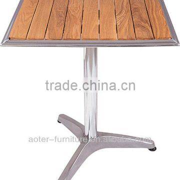 Aluminum frame wooden square modern coffee table