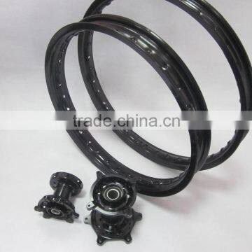 Motorcycle Wheels:CRF 125/250/450 Motorcycle Complete Wheel Sets:Black Hubs With Black Rims 1.60-21" and 1.85-19" photo-3