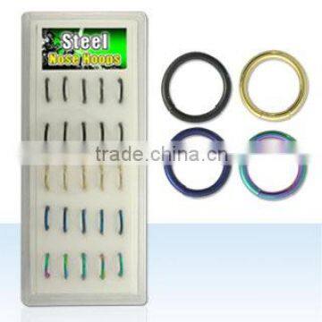 Stainless steel nose jewellery,steel nose hoops,nose jewellery, anodized steel nose ring,steel nose jewelry, piercing jewellery