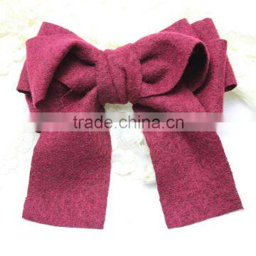 Fashion New Fall Wool Bow Clip,Large Wool Hair Bows photo-2