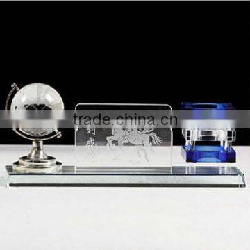 Special Crystal Pen Holder Card Holder With a Globe Office Table Decoration photo-1