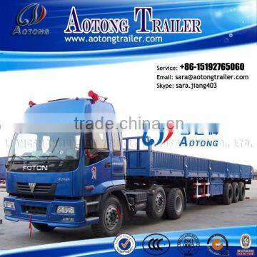 Best selling 40ft 3 axles bogie suspension side wall trailer/strong flatbed cargo truck trailer dimensions