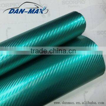 High stretchable PVC self-adhesive green Chrome pearl 3D pvc carbon vinyl fabric