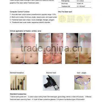 Spot Scar Pigment Removal Hot 15W(20W) Co2 1-50J/cm2 Fractional Surgery Laser Equipment(CE&ISO) Fine Lines Removal