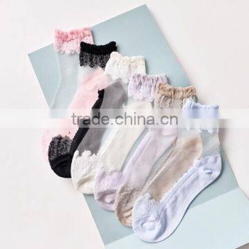 Silk Lace Socks,Ruffle Print Ankle Socks, Winter Knitted Socks, Women Socks, Warm Socks,Weave Socks,