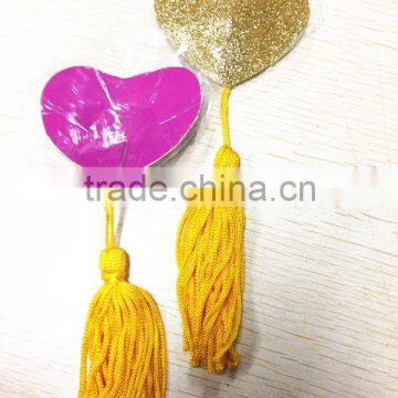 Sexy Lady Fashion Yellow Glitter Powder Nipple Stickers Heart Shape