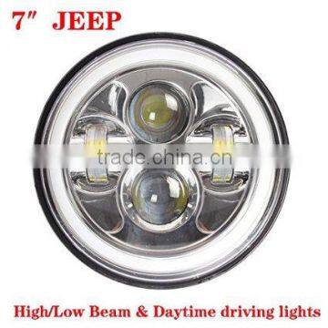 7 Inch Round 12v 24v 40W 3800 Lumens Hi/Lo Beam Cre-e LED Headlights With Halo Ring Angel Eyes DRL For Jee-p Wrangler JK TJ LJ photo-2