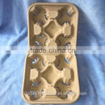 Biodegradable Molded Pulp 4 Cups Coffee Carrier Tray photo-3