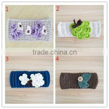 handmade knit crochet winter flower headband for kids