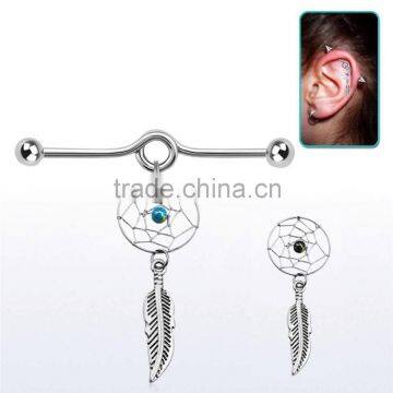 316L Surgical Steel Industrial Barbell Cartilage Dream Catcher