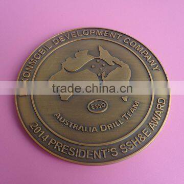 Custom logo antique gold australia challenge coins wholesale