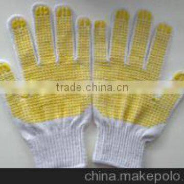 7 Guuage White Cotton Yellow Points PVC Dotted Cotton Glove photo-4