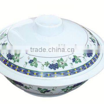 new design printed melamine soup tureen with lid CB-06