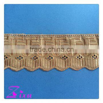 Garment Decoration White & Gold Color Embroidery Cotton DIY Craft Lace Trimming photo-2