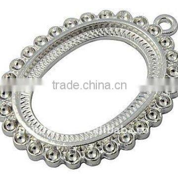 Brass Cabochon Frame Pendant(PALLOY-Q011-N)