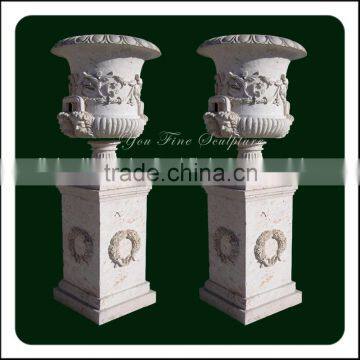 Wholesale Yellow Travertine Garden Urns Flower Pots And Urns