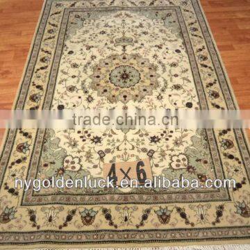 4x6ft hand knotted chinese silk/wool blended rugs/carpets