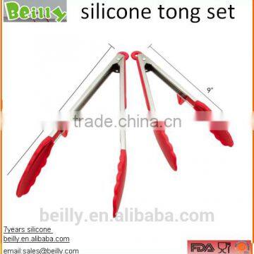 Silicone Stainless Steel Serving Salad & Grill & BBQ Kitchen Tongs Set 2 Pack (9-Inch & 12-Inch) Tongs... photo-4