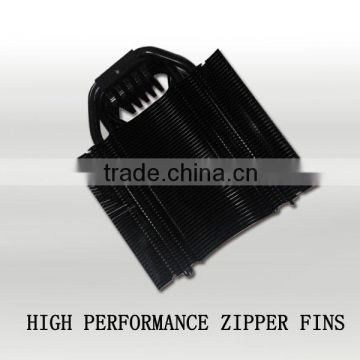 zipper fins with copper heat pipe cooling fin