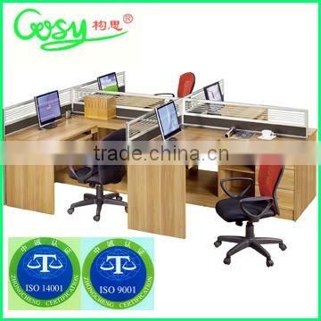 office workstation with glass screen and aluminium frame