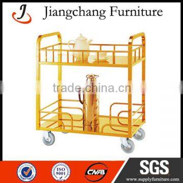 Hotel restaurant tea house titanium double-deck tea serving trolley JC-ZS15