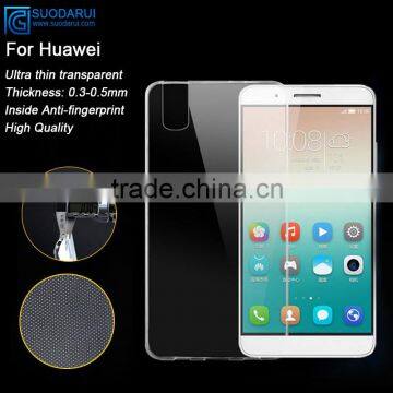 0.3-0.5mm Ultra thin transparent anti-skid Gel tpu Cover for Huawei Honor 7i Clear Cover