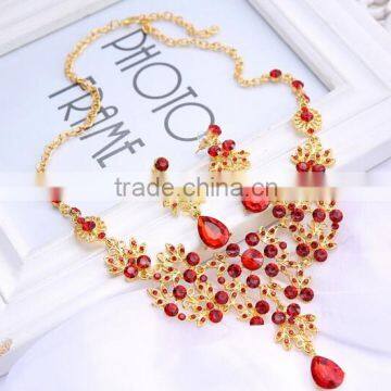 2016 Fashionable Women Bridal Wedding Party Prom Rhinestone Necklace Earrings Jewelry Set photo-2