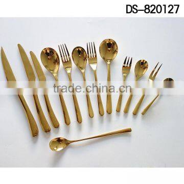 High quality gold plated 410 material with cloth wheel light cutlery set