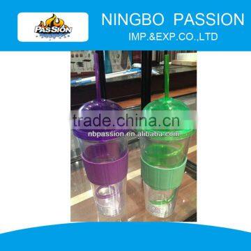 Double Wall Plastic Tumbler with Twist Straw