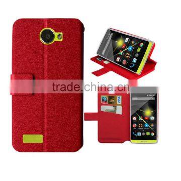 red wallet standing leather case for archos 50 diamond case