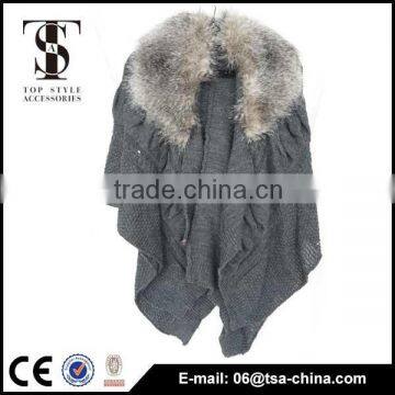 fashion 2015 High Quality Supplier acrylic fur shawl for lady