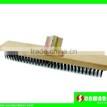 Flat Wooden Wire Broom with Galvanised Steel Socket,400mm