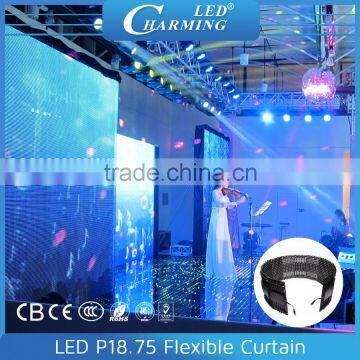 2016 Indoor led P18.75 curtain screen/Wholesale pioneer dj screen/wedding stage backdrop light display