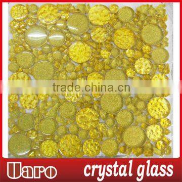 Entrance decorate round shape glass gold foil crystal mosaic