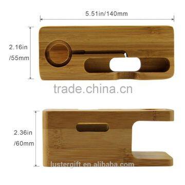 Factory Outlet ! Luxury Bamboo Wood Charging Stand for IPhone , for Apple Watch Wood Stand Quality Choice