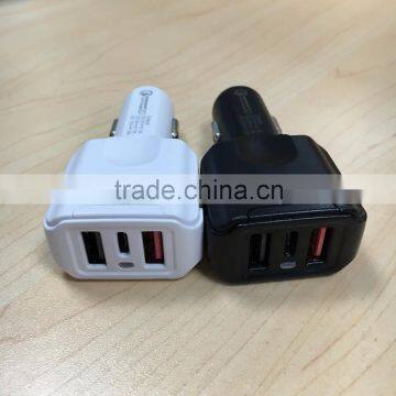 Quick charging 3 usb ports car charger for iphone car charger