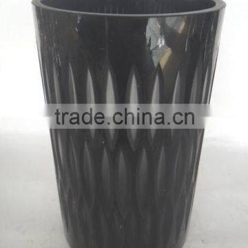 BLACK HOUSEHOLD GLASS VASE IN D11.8 X H 20