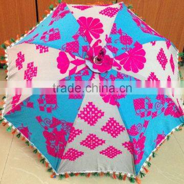 Indian Handmade Cotton Umbrella Embroidered Designer Sun Protection New Parasol