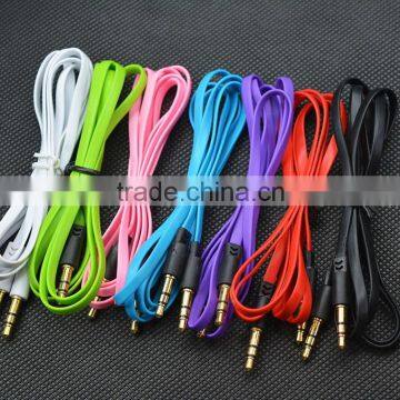 3FT 3.5mm Male To Male Noodle Jack Audio Stereo Aux Cable Adapter for PC IPhone IPod