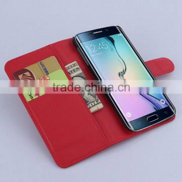 HOT SELLING Luxury Case for Samsung GALAXY S6 Edge PU Lichee Leather Flip Cover With Wallet photo-6
