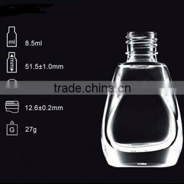 empty transparent glass nail packing container/ cosmetic packaging glass bottle