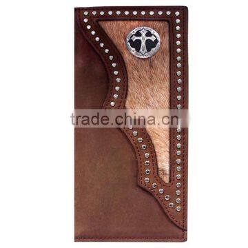 Dark Brown Cowhide Leather Men's Western Rodeo Wallets