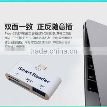 USB 3.1 Type C USB-C to USB 3.0 Female OTG Adapter & TF SD Smart Card Reader For PC Laptop Tablet Macbook