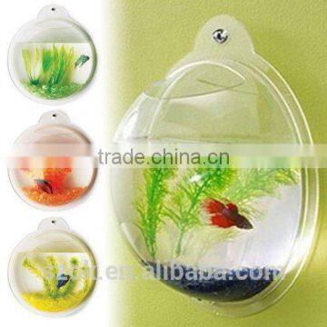 customized clear acrylic round shape wall mounted fish tank promotion